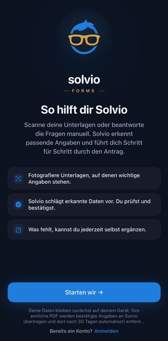Solvio Forms App: Unterlagen scannen, passende Angaben werden automatisch erkannt